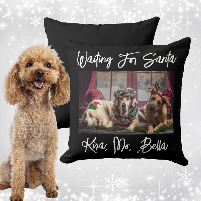 Dog Lover's Foto Weihnachten Kissen (Dog Lover's Photo Christmas Throw Pillow)