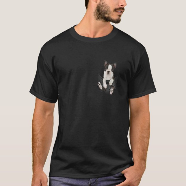 Dog Lovers Gifts Boston Terrier In Pocket Funny Do T-Shirt (Vorderseite)