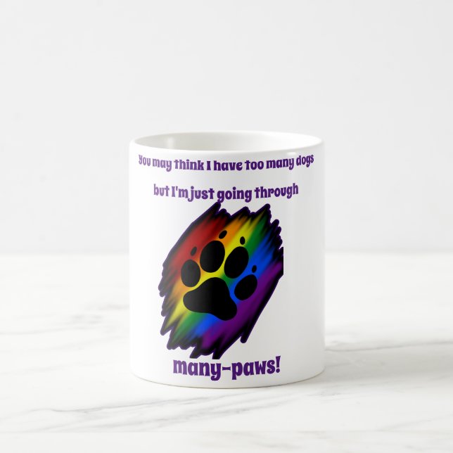 Dog lover's mug woman many paws rainbow pawprint kaffeetasse (Mittel)