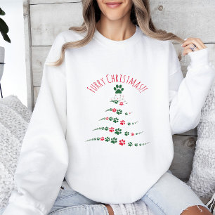 Dog Lovers Paw Christmas Tree   Weihnachten Sweatshirt