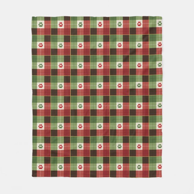 Dog Lovers Paw Print Plaid Fleecedecke (Vorderseite)