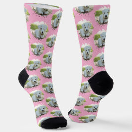 Dog Lovers Personalized Photo Pattern Pink Socken