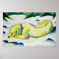 Dog Lying in the Snow Gemälde von Franz Marc
