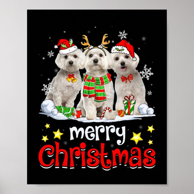 Dog Maltese Frohe Weihnachten Niedlich maltesische Poster (Vorne)