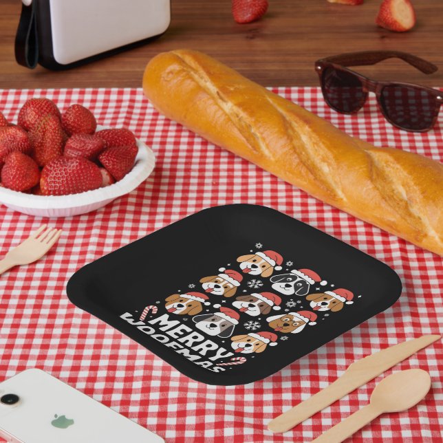 Dog Mama Christmas Merry Woofmas Hund Lover Pappteller (Picknick)