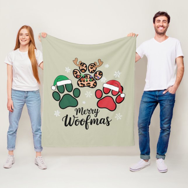 Dog Mama Christmas Merry Woofmas Hund Lover Xmas Fleecedecke (Beispiel)