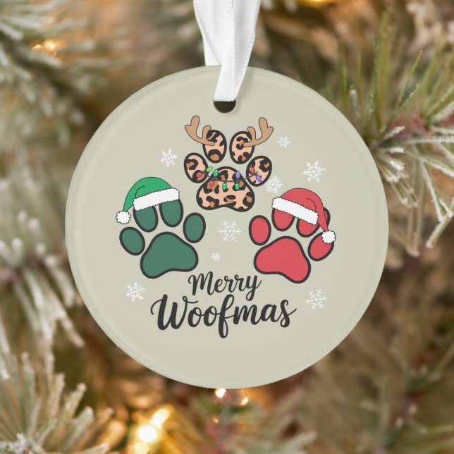 Dog Mama Christmas Merry Woofmas Hund Lover Xmas Ornament (Baum)