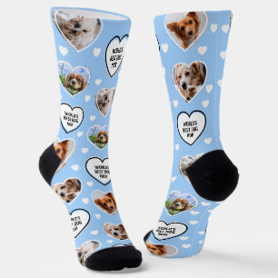 DOG MAMA Custom 4 Haustier Hund Herz Foto Light Bl Socken