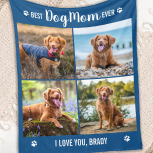 DOG MAMA Custom Modern Foto Collage Dog Lover Fleecedecke