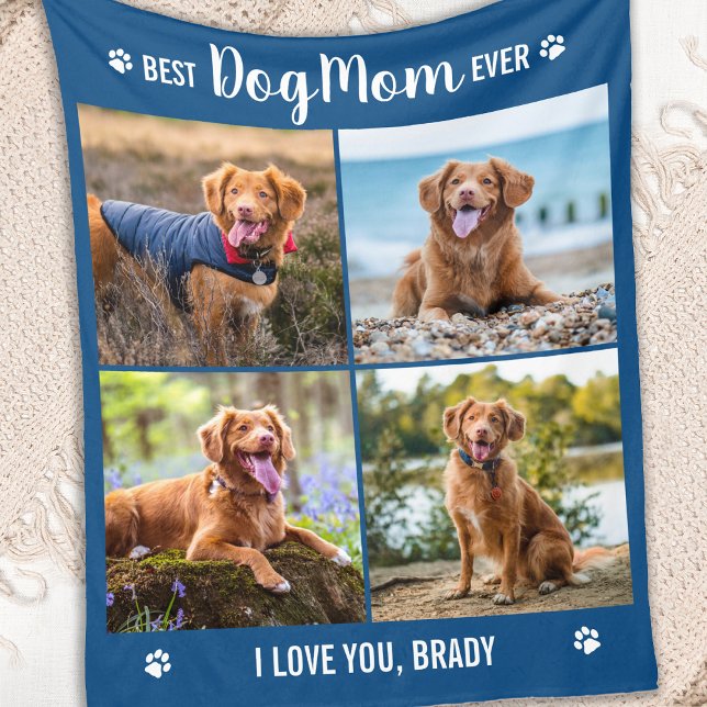 DOG MAMA Custom Modern Foto Collage Dog Lover Fleecedecke (Von Creator hochgeladen)