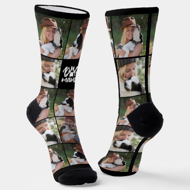 Dog Mama Paw Print Foto Novelty Socken (Gewinkelt)