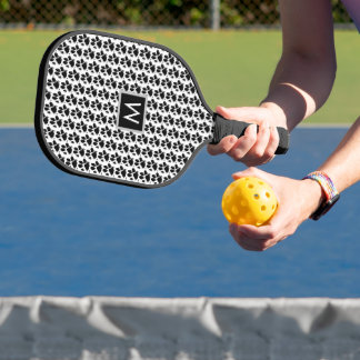 Dog-Mama Paw Print Monogram Pickleball Schläger