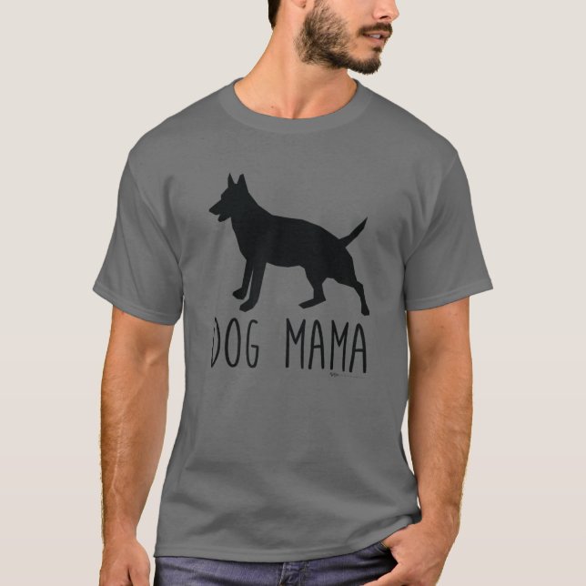 Dog Mama Silhouette Word Design T-Shirt (Vorderseite)