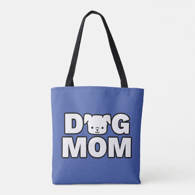 DOG MAMA Tote Beutel (blau) (Rückseite)