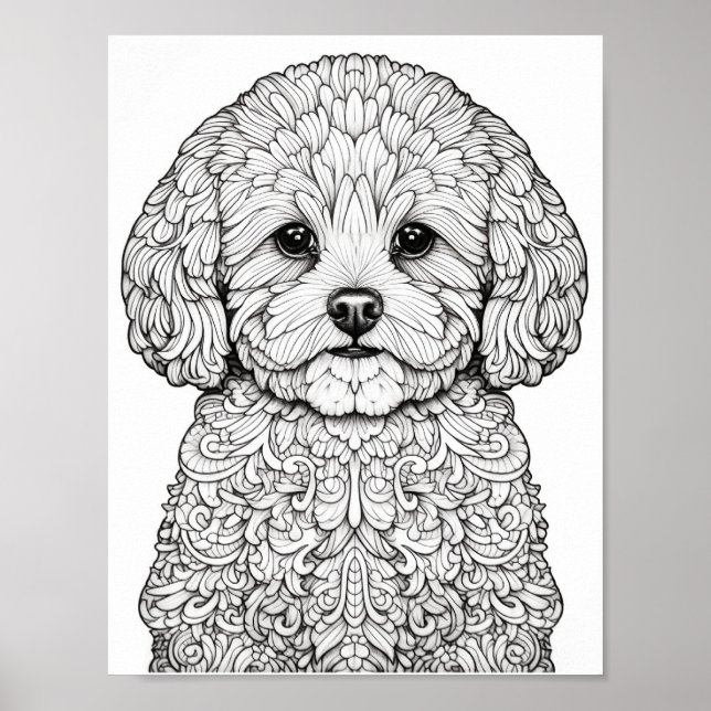 Dog Mandala Adult Coloring Poster (Vorne)