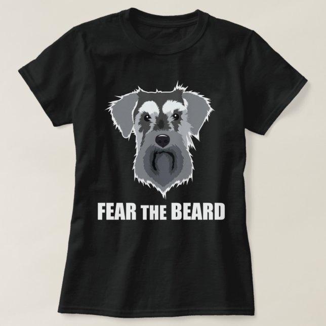 Dog Meme Fear the Beard Mini Schnauzer Long Sleeve T-Shirt (Design vorne)