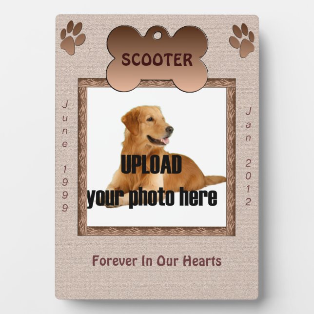 Dog Memorial Brown Tones Fotoplatte (Vorderseite)