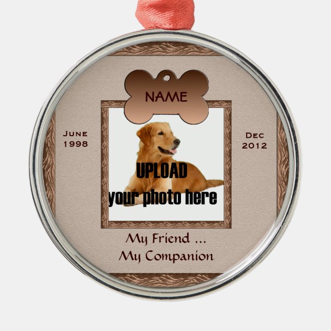 Dog Memorial Brown Tones Silbernes Ornament (Vorne)