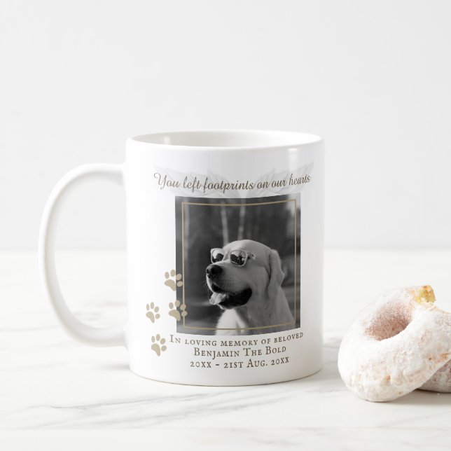 Dog Memorial FOTO Keepake Gift - Text hinzufügen Kaffeetasse (Mit Donut)