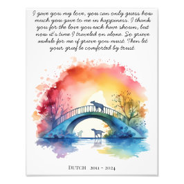 Dog Memorial Geschenk Pet Loss Beileid Gedicht Fotodruck