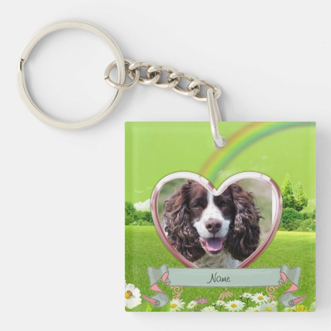 Dog Memorial Gift Field Daisies Personalisiert Schlüsselanhänger (Vorderseite)