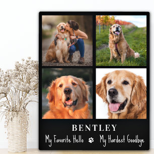 Dog Memorial Gift Pet Loss Custom 4 Foto Collage Fotoplatte