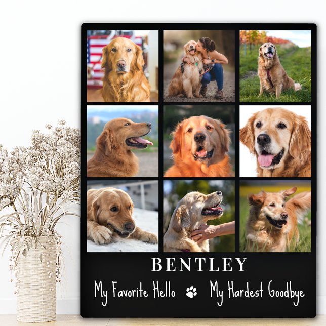 Dog Memorial Gift Pet Loss Custom 9 Foto Collage Fotoplatte (Von Creator hochgeladen)