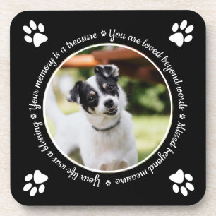 Dog Memorial Paw druckt Foto Beverage Coaster Getränkeuntersetzer