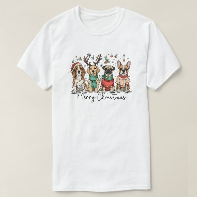 Dog Merrry Christmas T-Shirt (Design vorne)