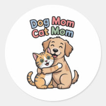 Dog Mom Cat Mom Cute Dog And Cat Hug Sticker Pet L