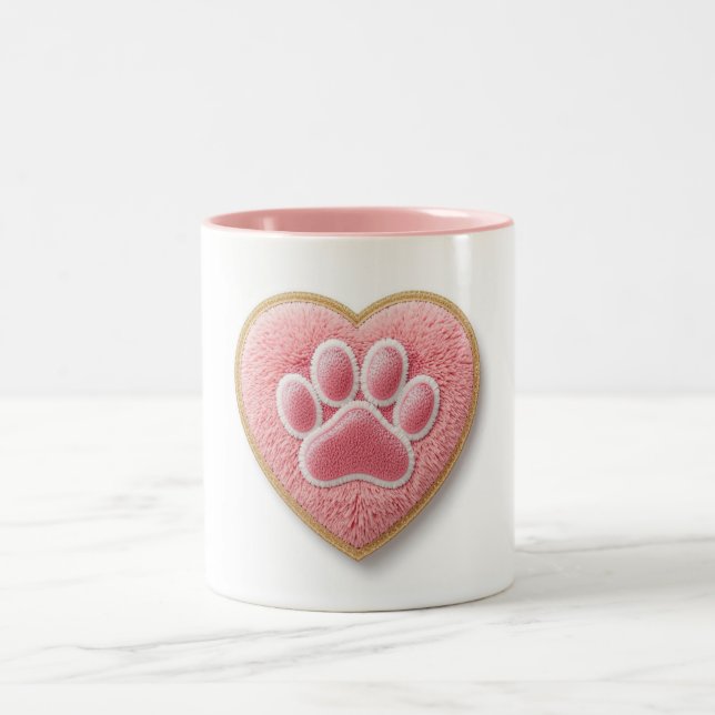 Dog Mom Ceramic Coffee Mug | Heart Paw Print Zweifarbige Tasse (Mittel)