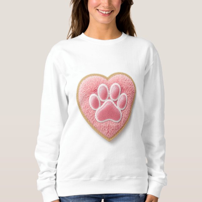 Dog Mom Chenille Embroidery Sweatshirt | Heart Paw (Vorderseite)