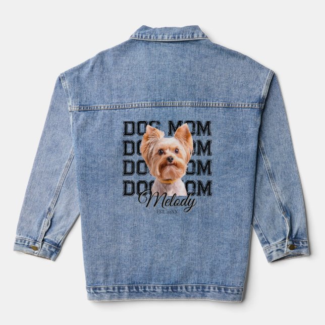 Dog Mom Custom Dog Photo Jeansjacke (Rückseite)