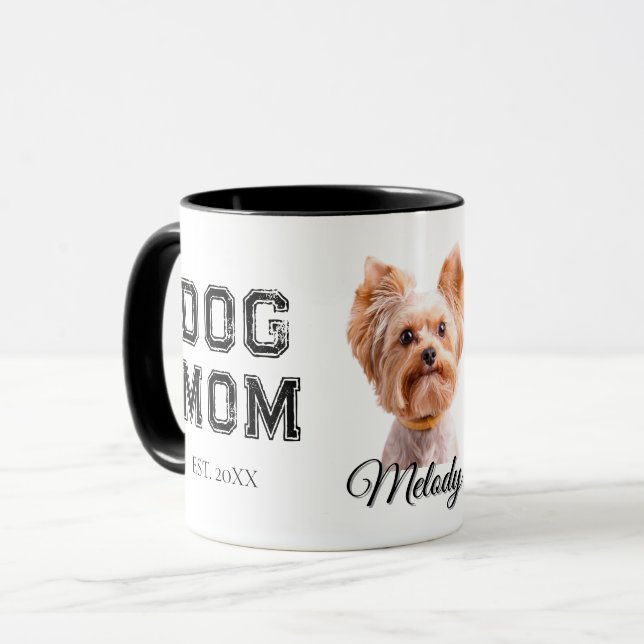 Dog Mom Custom Dog Photo Tasse (Vorderseite Links)