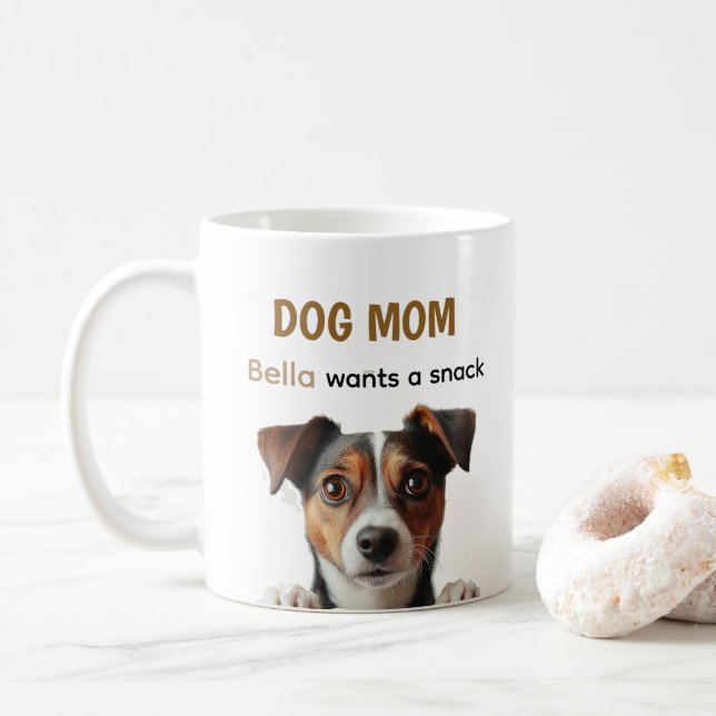 Dog Mom Cute Puppy Coffee Quote Design Kaffeetasse (Mit Donut)