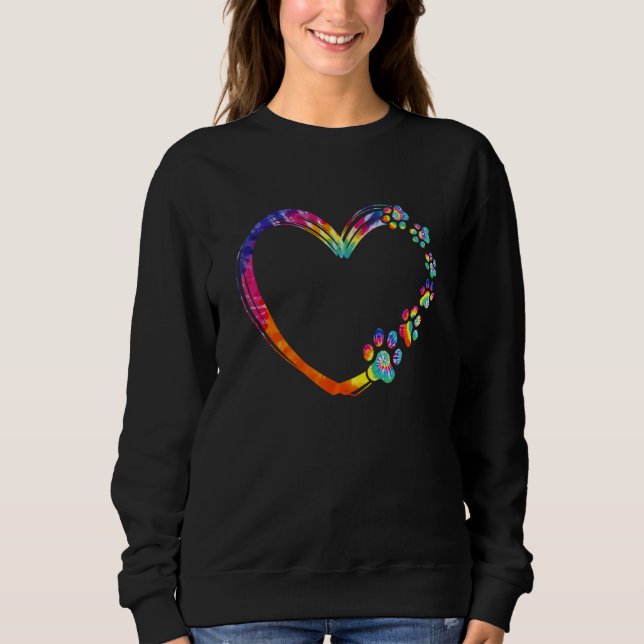 Dog Mom Dad Puppy Love Dogs Paw Print Heart Tie Dy Sweatshirt (Vorderseite)