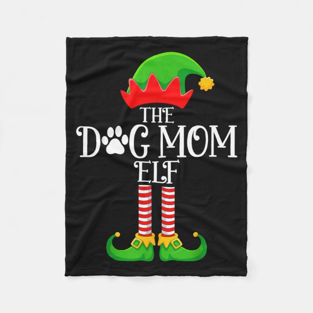 Dog Mom Elf Christmas Family Matching Funny Love E Fleecedecke (Vorderseite)