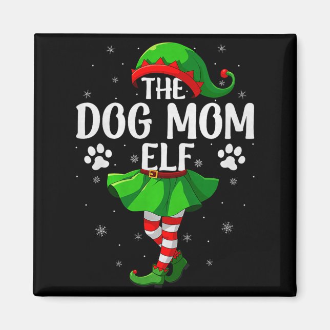 Dog Mom Elf Christmas Girls Women Elf Squad Xmas F Magnet (Vorne)