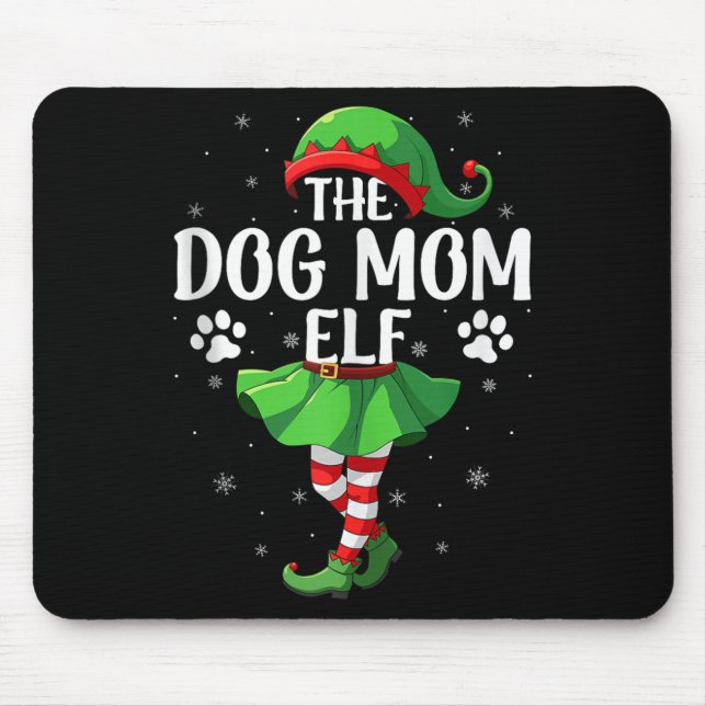 Dog Mom Elf Christmas Girls Women Elf Squad Xmas F Mousepad (Vorne)