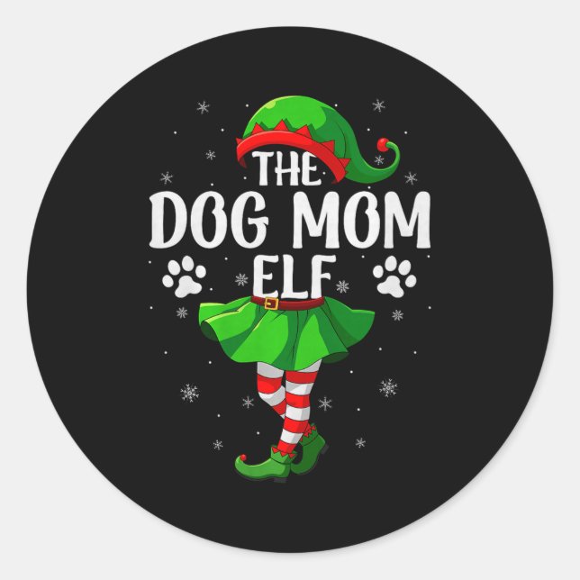 Dog Mom Elf Christmas Girls Women Elf Squad Xmas F Runder Aufkleber (Vorderseite)