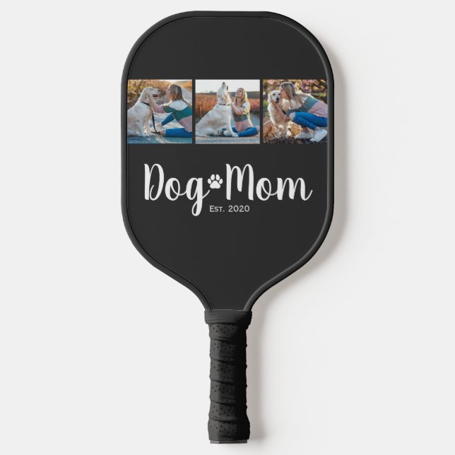 Dog Mom Established Modern Script Black 3 Photo  Pickleball Schläger (Vorderseite)