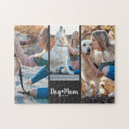 Dog Mom Established Modern Script Black 3 Photo Puzzle