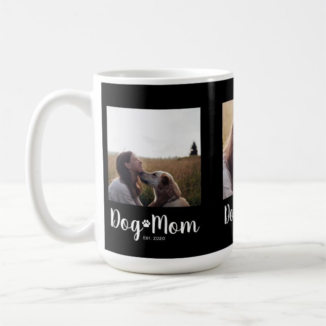 Dog Mom Established Script Black 3 Photo  Kaffeetasse (Links)