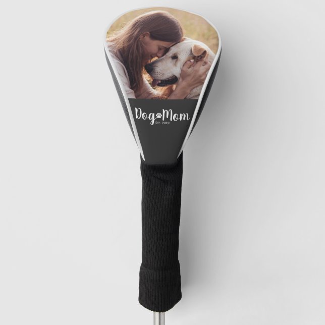 Dog Mom Established Script Photo Golf Headcover (Vorderseite)