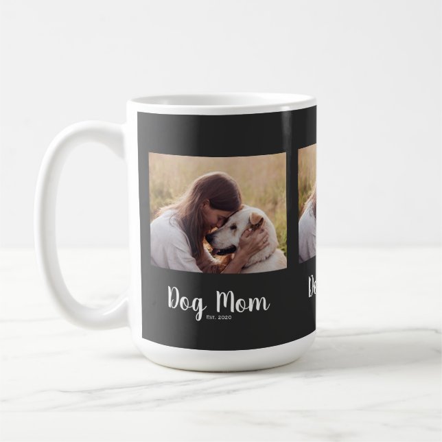 Dog Mom Established Script Photo Kaffeetasse (Links)
