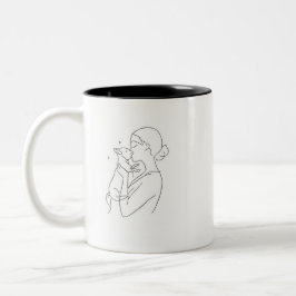 Dog Mom Gift Coffee Mug Minimalist Line Art Woman Zweifarbige Tasse