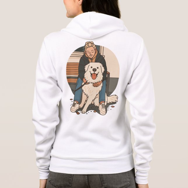 Dog Mom Hugging Fluffy Puppy Cute Pet Moment Hoodie (Rückseite)