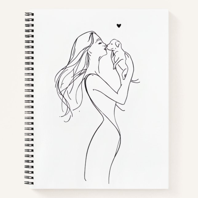 Dog Mom Journal Notebook Minimalist Pet Lover Notizbuch (Vorderseite)