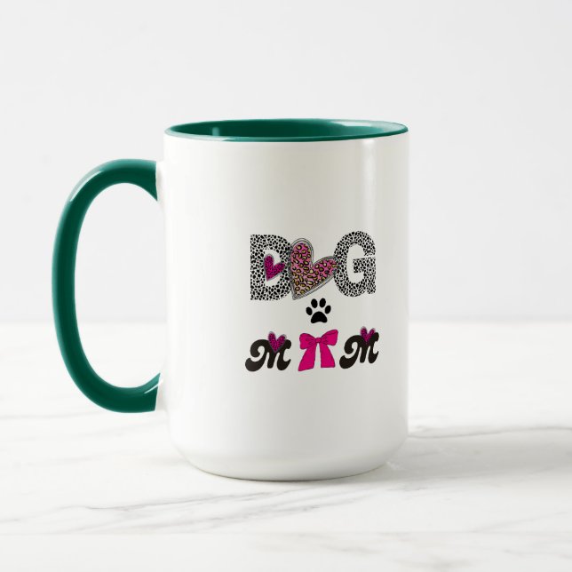 Dog Mom Leopard Heart Mug -Mom Lover Gift  Tasse (Links)