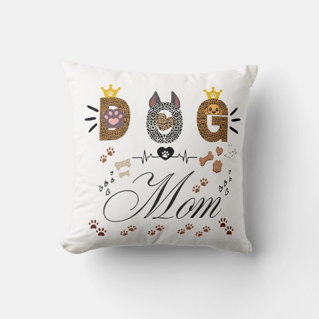 Dog Mom Leopard Print Paw Design/Leopard Dog Mom Kissen (Vorderseite)